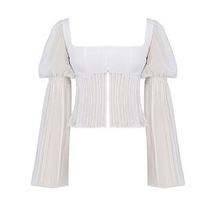 Elegant White Pleated Women's Top